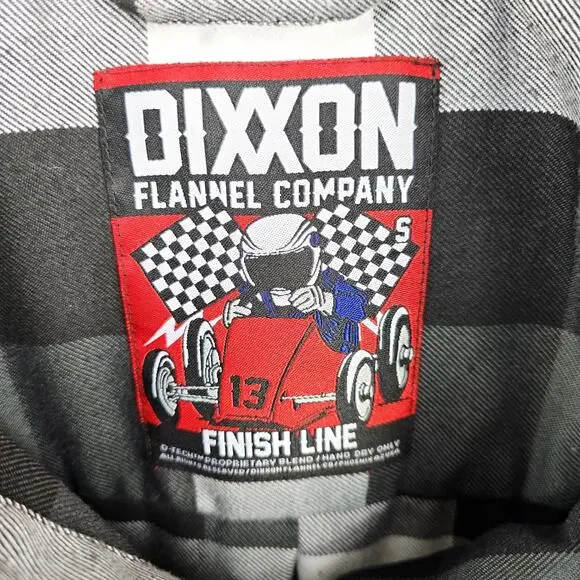 Dixxon Finish Line Flannel Shirt Mens Small Button Up Black White Plaid Casual - Picture 5 of 10